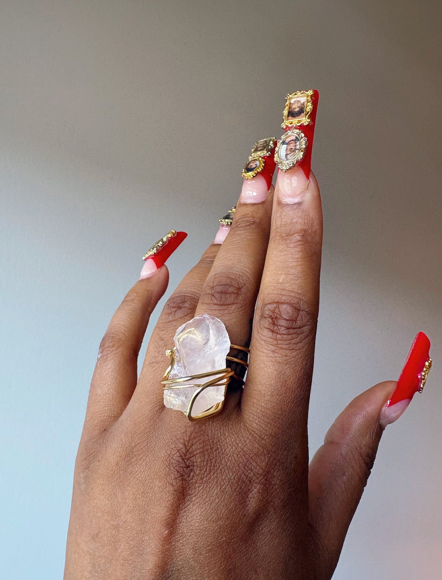 Rose Quartz nugget Ring