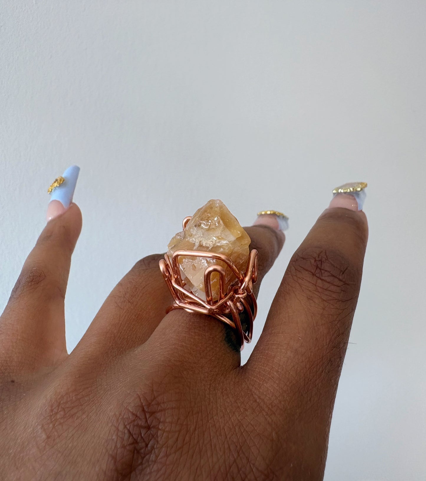 Orange calcite Mars Ring