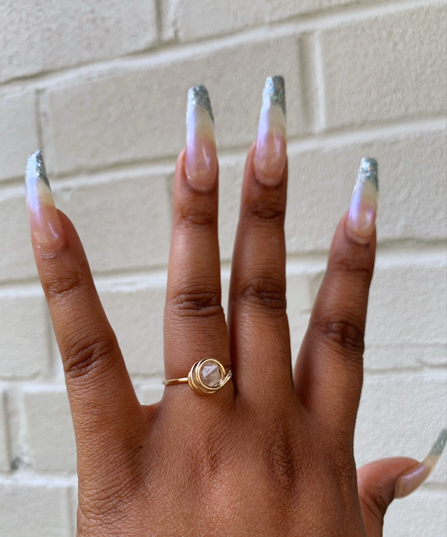 Herkimer Diamond 10k gold ring