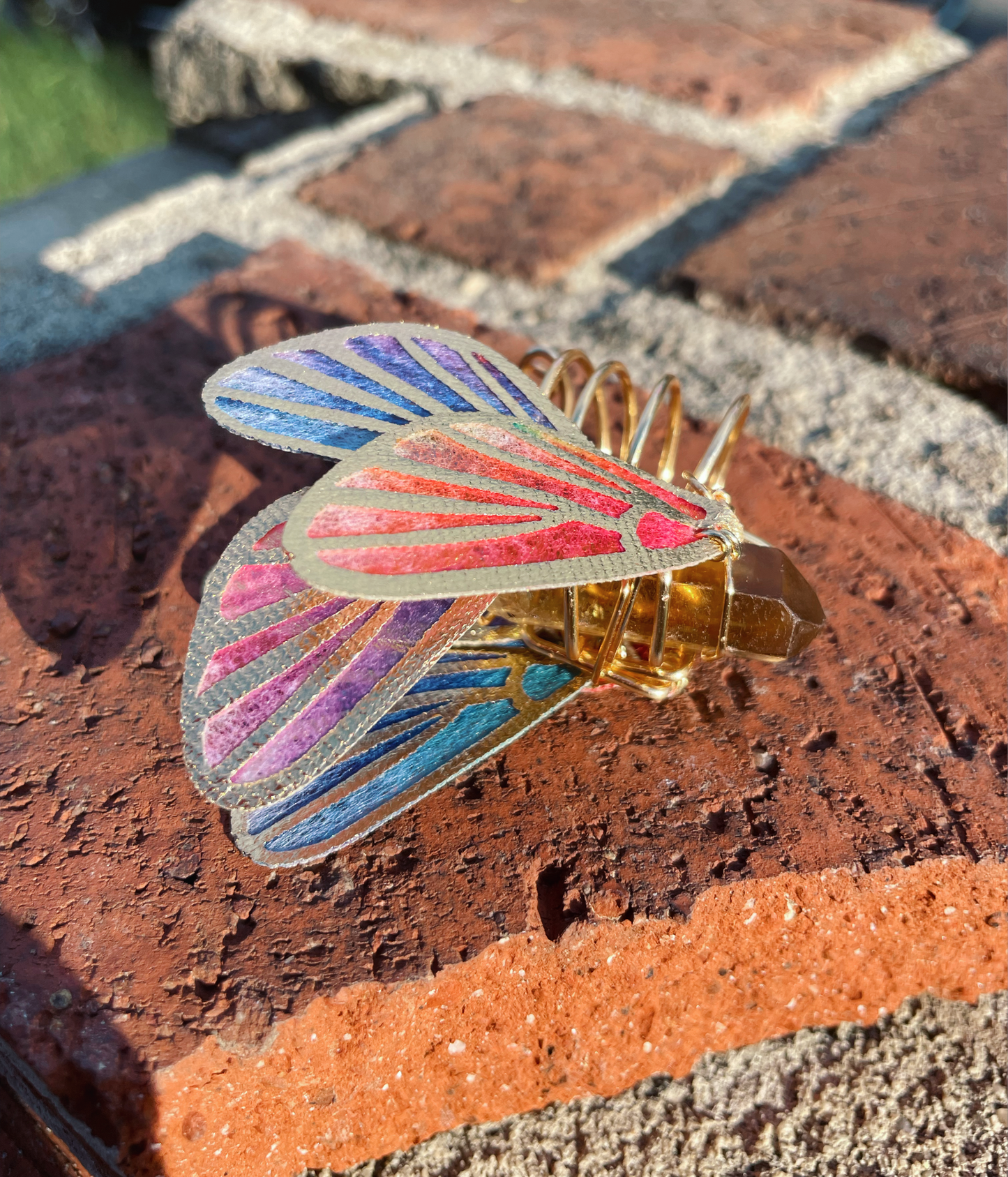 6 wing Citrine butterfly Ring