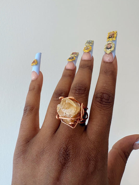 Orange calcite Mars Ring