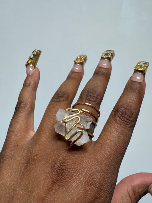 Double Quartz Gold Ring