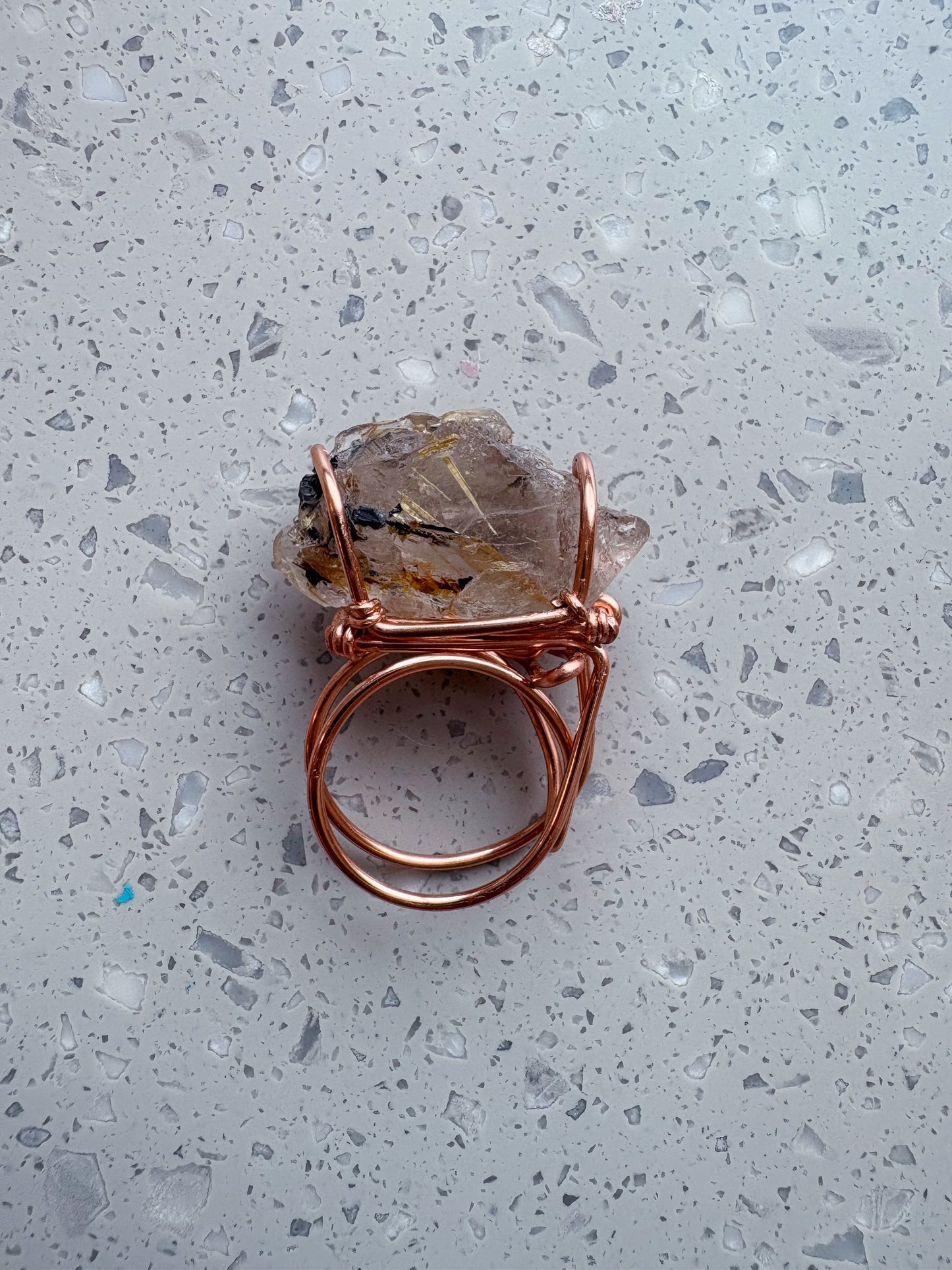 Raw Rutilated Quartz Ring