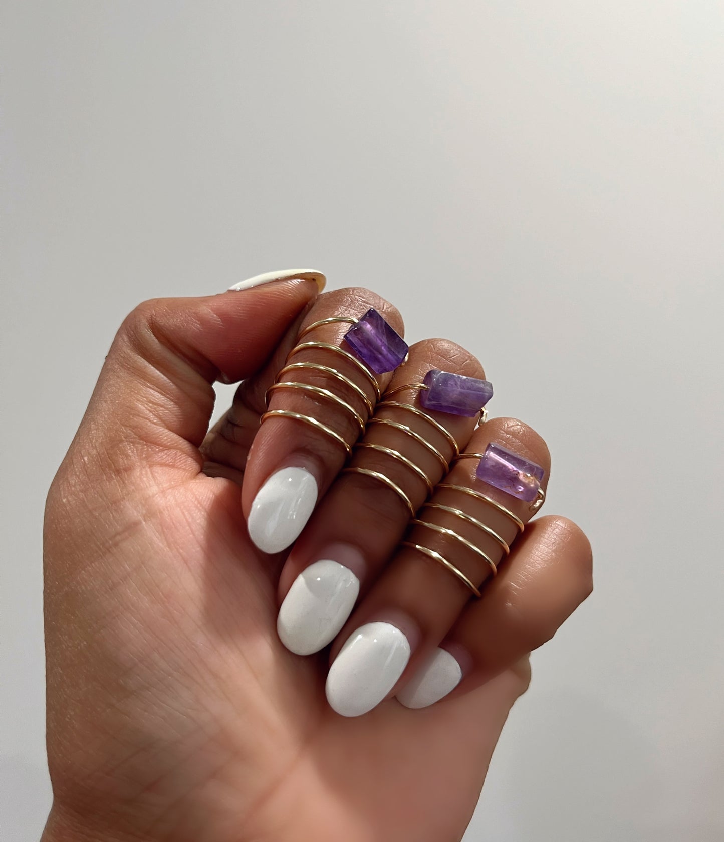 Amethyst knuckle ring