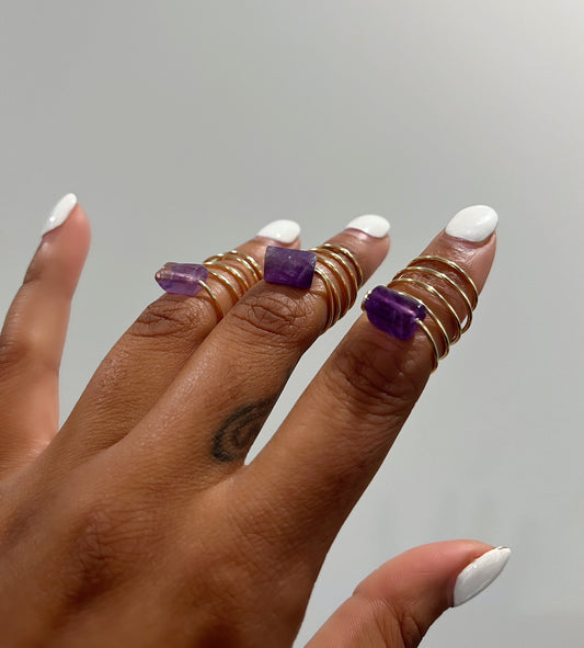 Amethyst knuckle ring