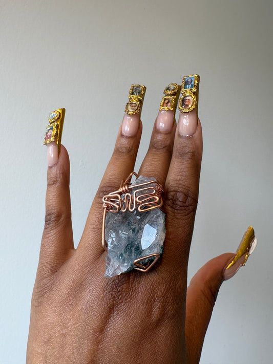 Clear chunky Amethyst Ring