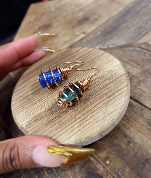 Lapis x emerald earrings