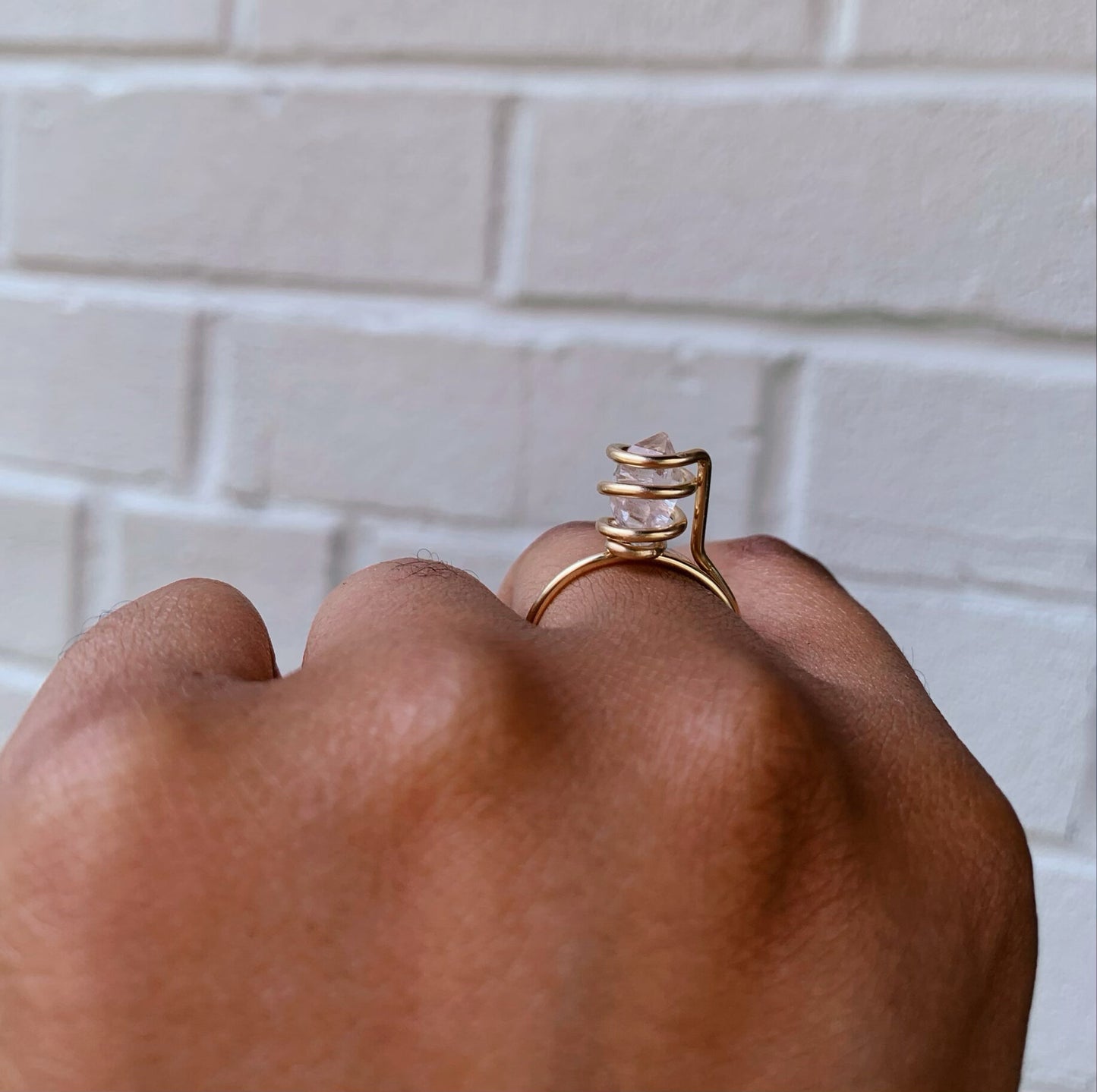 Herkimer Diamond 10k gold ring