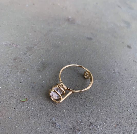 Herkimer Diamond 10k gold ring