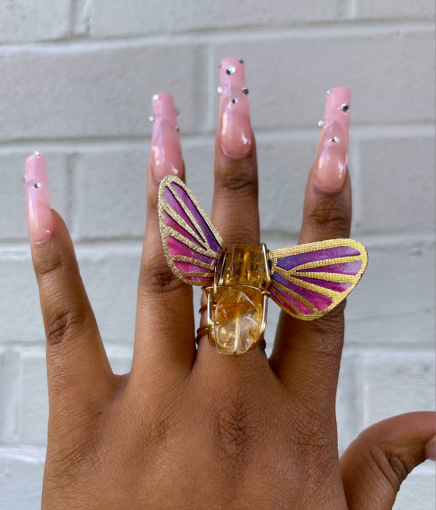 Citrine Butterfly Ring 2P